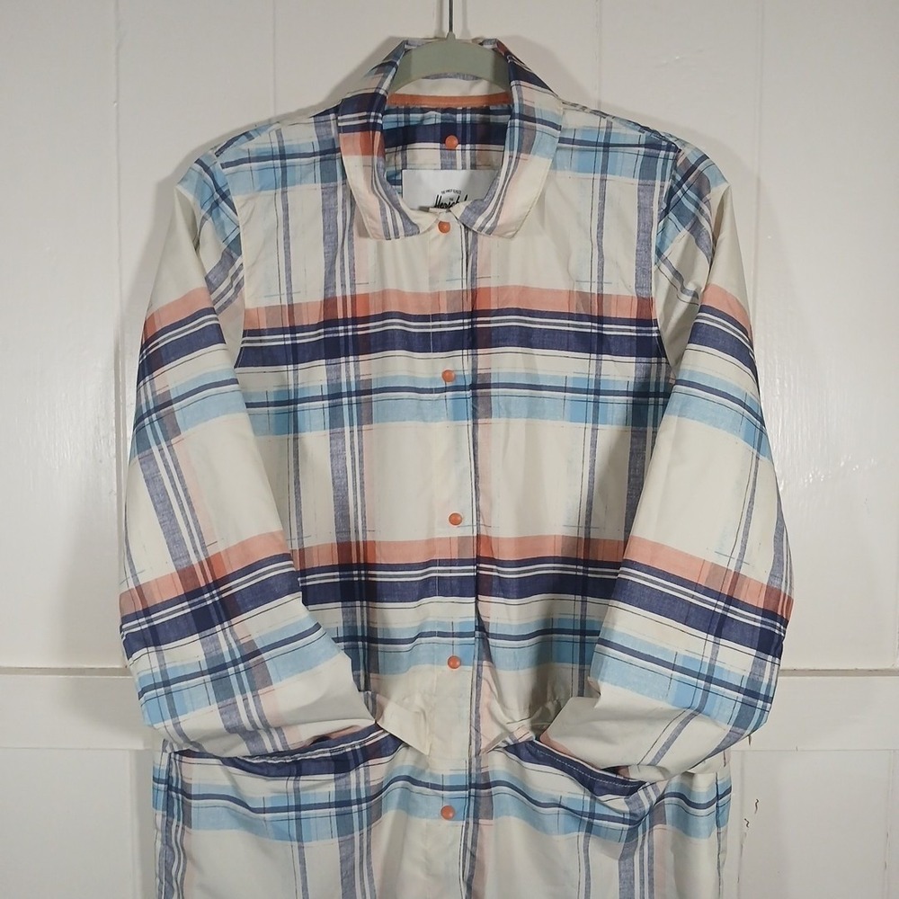 Herschel Supply Co Jacket Packable Snap Windbreaker Shacket Men's Small Plaid LS - Picture 3 of 10